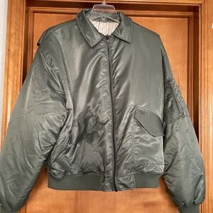 Reversible Khaki Bomber Jacket by Topshop Oversize
